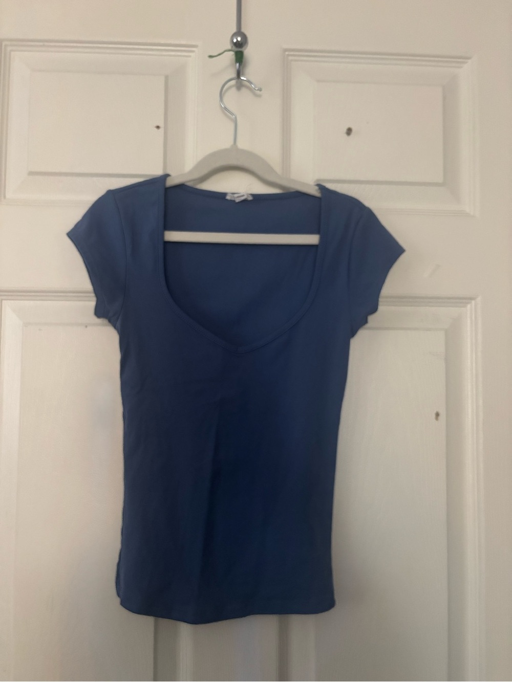 Garage Scoop Neck Short Sleeve Top - Blue